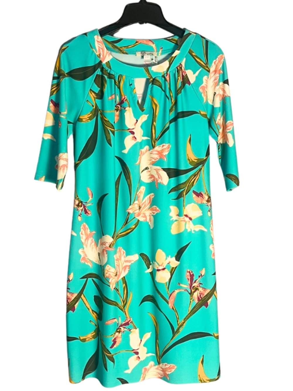 NWT Aryeh Collection | Shift Dress | Turquoise/Floral | Quarter Sleeve | Large